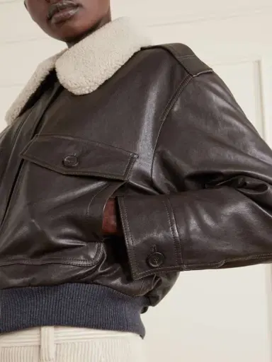 Brunello Cucinelli Shearling-trimmed Leather Jacket | Thumbnail 5 Brunello Cucinelli Shearling-trimmed Leather Jacket | Thumbnail 5