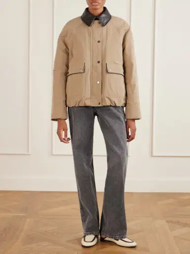 Brunello Cucinelli Leather-trimmed Padded Canvas Jacket | Thumbnail 2 Brunello Cucinelli Leather-trimmed Padded Canvas Jacket | Thumbnail 2