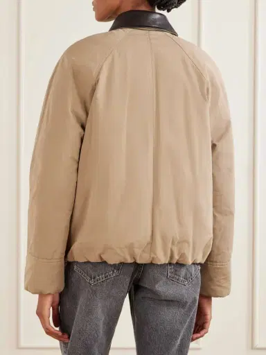 Brunello Cucinelli Leather-trimmed Padded Canvas Jacket | Thumbnail 4 Brunello Cucinelli Leather-trimmed Padded Canvas Jacket | Thumbnail 4