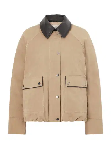 Brunello Cucinelli Leather-trimmed Padded Canvas Jacket | Thumbnail 1 Brunello Cucinelli Leather-trimmed Padded Canvas Jacket | Thumbnail 1