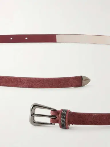 Brunello Cucinelli Embellished Suede Skinny Belt | Thumbnail 3 Brunello Cucinelli Embellished Suede Skinny Belt | Thumbnail 3
