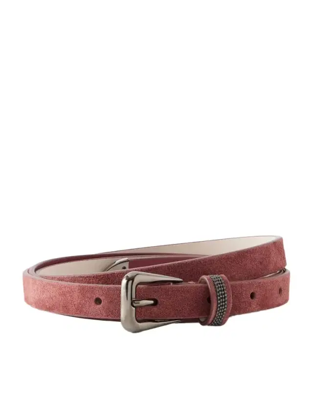 Brunello Cucinelli Embellished Suede Skinny Belt