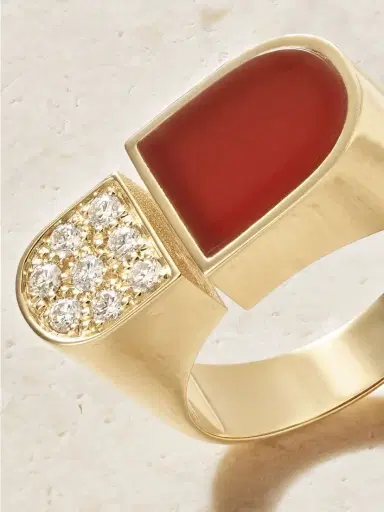 Ilaria Icardi Otto 18-karat Gold, Cornelian And Diamond Ring | Thumbnail 4