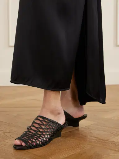 TOTEME Woven Leather Wedge Mules | Thumbnail 2