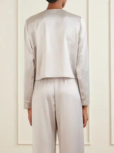 LESET Barb Cropped Satin Cardigan | Thumbnail 4 LESET Barb Cropped Satin Cardigan | Thumbnail 4