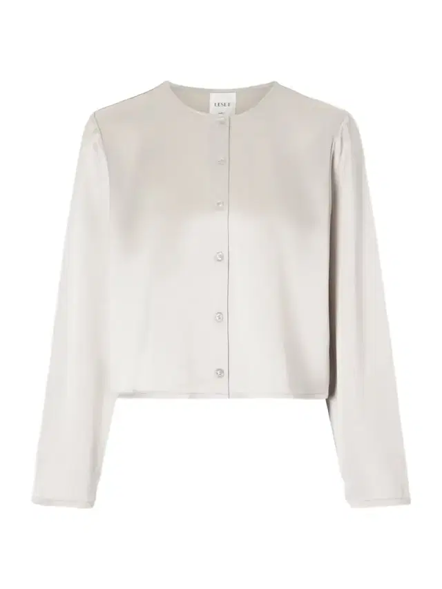 LESET Barb Cropped Satin Cardigan
