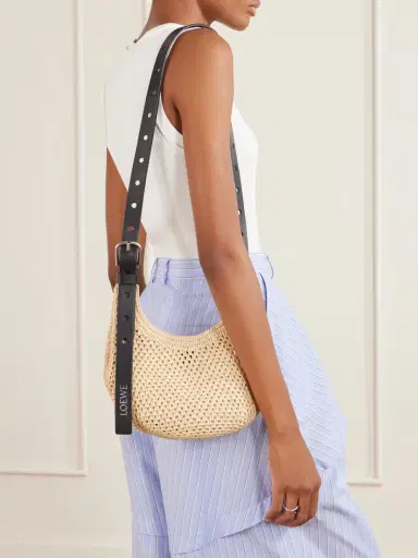 Loewe + Paula's Ibiza Punch Hole Mini Leather-trimmed Raffia Shoulder Bag | Thumbnail 2 Loewe + Paula's Ibiza Punch Hole Mini Leather-trimmed Raffia Shoulder Bag | Thumbnail 2