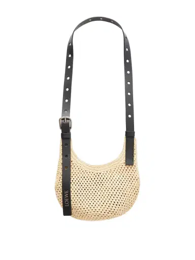 Loewe + Paula's Ibiza Punch Hole Mini Leather-trimmed Raffia Shoulder Bag | Thumbnail 1 Loewe + Paula's Ibiza Punch Hole Mini Leather-trimmed Raffia Shoulder Bag | Thumbnail 1
