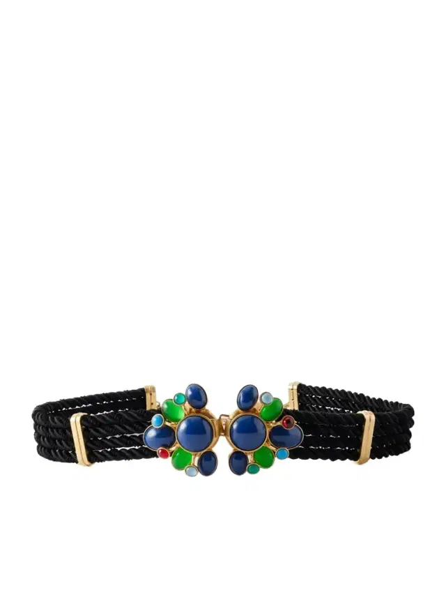 Sonia Petroff Zinnia Gold-plated, Enamel And Woven Cord Belt