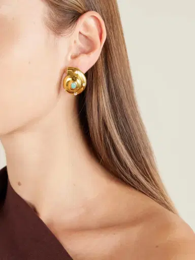 Lizzie Fortunato Nautilus Gold-plated Amazonite And Mother-of-pearl Earrings | Thumbnail 2 Lizzie Fortunato Nautilus Gold-plated Amazonite And Mother-of-pearl Earrings | Thumbnail 2