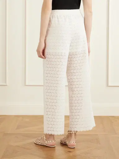 Valentino Garavani Mossi Broderie Anglaise Cotton Straight-leg Pants | Thumbnail 4 Valentino Garavani Mossi Broderie Anglaise Cotton Straight-leg Pants | Thumbnail 4