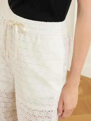 Valentino Garavani Mossi Broderie Anglaise Cotton Straight-leg Pants | Thumbnail 5 Valentino Garavani Mossi Broderie Anglaise Cotton Straight-leg Pants | Thumbnail 5