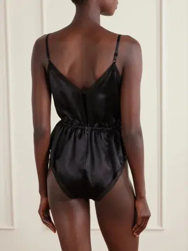 Dolce & Gabbana Lace-trimmed Silk-blend Satin Bodysuit | Thumbnail 3