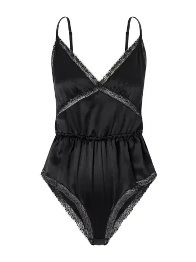 Dolce & Gabbana Lace-trimmed Silk-blend Satin Bodysuit | Thumbnail 1
