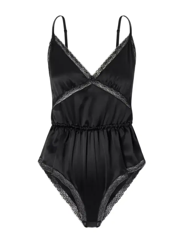 Dolce & Gabbana Lace-trimmed Silk-blend Satin Bodysuit