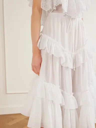 Chloé Ruffled Tiered Cotton-voile Midi Skirt | Thumbnail 4 Chloé Ruffled Tiered Cotton-voile Midi Skirt | Thumbnail 4