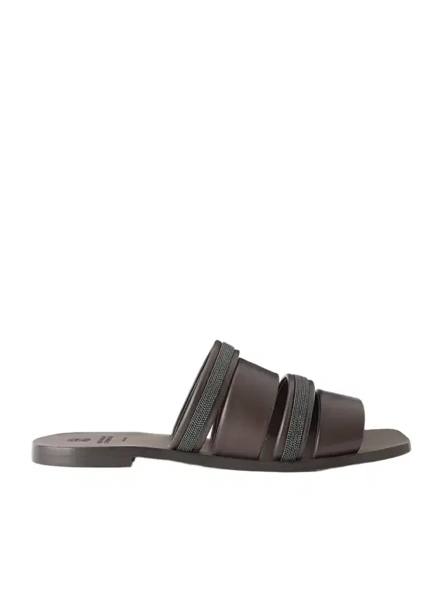 Brunello Cucinelli Embellished Leather Sandals