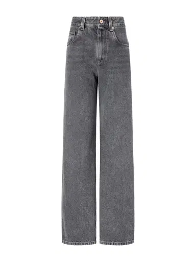 Brunello Cucinelli Cotton Mid-rise Wide-leg Jeans | Thumbnail 1 Brunello Cucinelli Cotton Mid-rise Wide-leg Jeans | Thumbnail 1