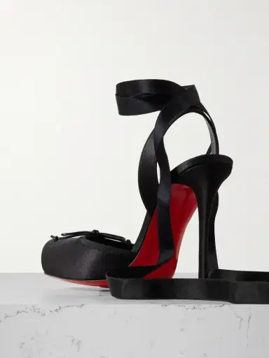 Christian Louboutin Cassia 100 Bow-detailed Grosgrain-trimmed Satin-crepe Pumps | Thumbnail 3