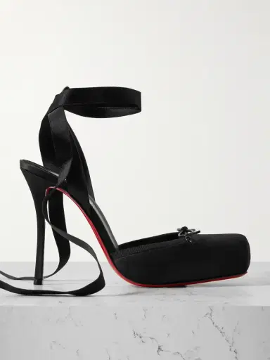 Christian Louboutin Cassia 100 Bow-detailed Grosgrain-trimmed Satin-crepe Pumps | Thumbnail 1