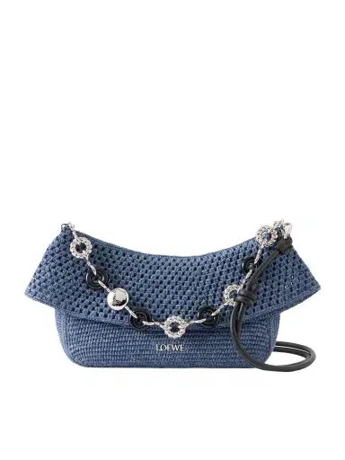 Loewe + Paula's Ibiza Ola Embellished Leather-trimmed Raffia Shoulder Bag | Thumbnail 1 Loewe + Paula's Ibiza Ola Embellished Leather-trimmed Raffia Shoulder Bag | Thumbnail 1