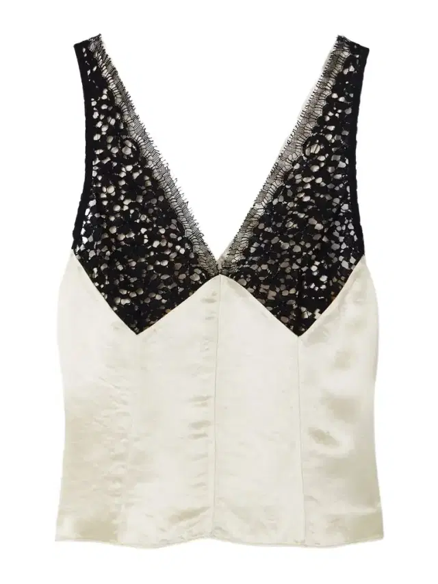 Maria McManus Satin-twill And Corded Lace Camisole