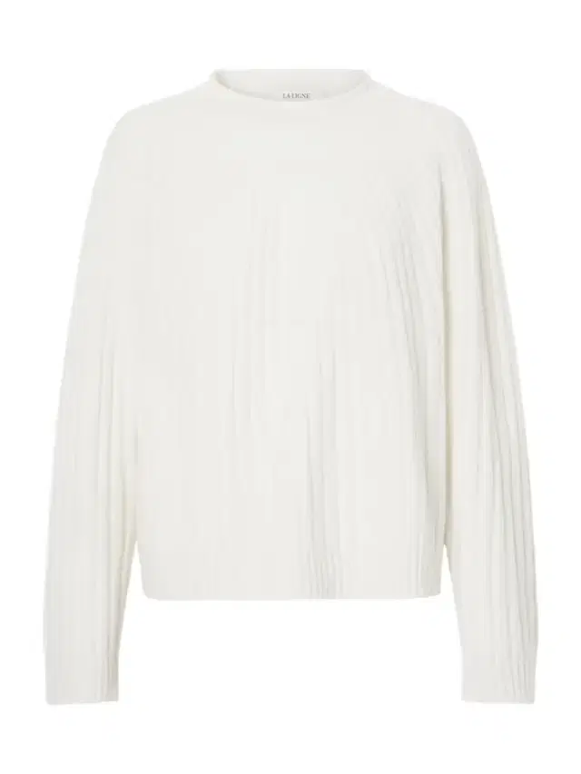 La Ligne Scallop Ribbed-knit Cashmere Sweater