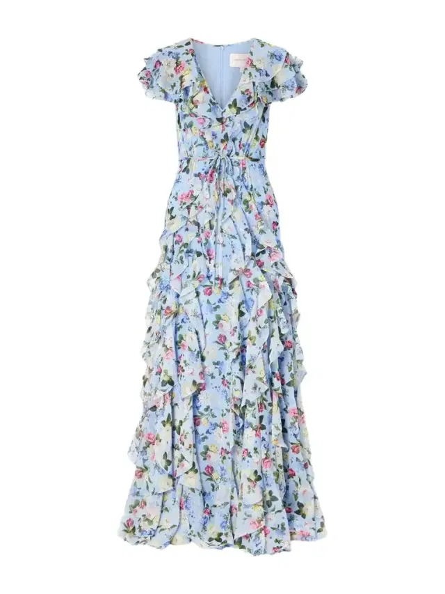 Carolina Herrera Ruffled Floral-printed Silk Chiffon Gown