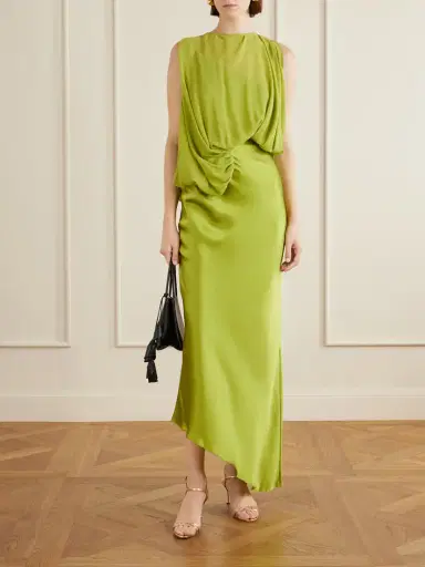 Christopher Esber Culumus Asymmetric Draped Silk-chiffon And Satin Maxi Dress | Thumbnail 2 Christopher Esber Culumus Asymmetric Draped Silk-chiffon And Satin Maxi Dress | Thumbnail 2