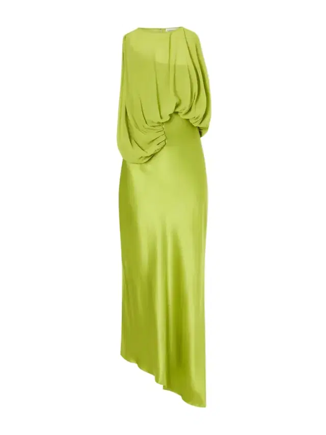 Culumus Asymmetric Draped Silk-chiffon And Satin Maxi Dress