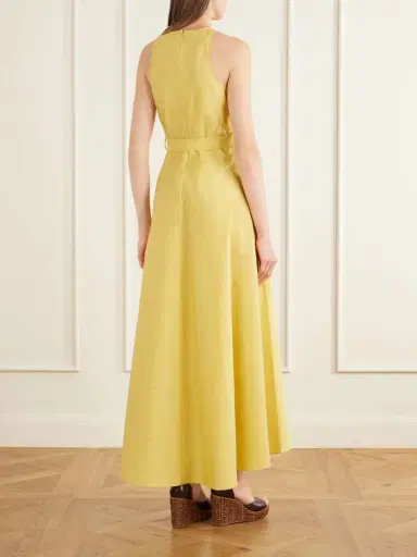 Brunello Cucinelli Belted Cotton-blend Midi Dress | Thumbnail 3 Brunello Cucinelli Belted Cotton-blend Midi Dress | Thumbnail 3