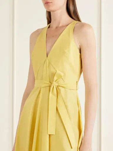 Brunello Cucinelli Belted Cotton-blend Midi Dress | Thumbnail 4 Brunello Cucinelli Belted Cotton-blend Midi Dress | Thumbnail 4