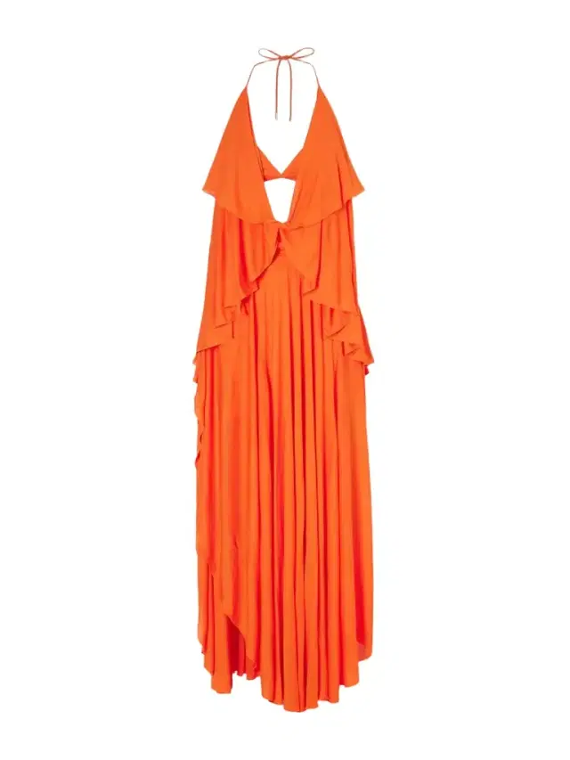 Loewe + Paula’s Ibiza Ruffled Cutout Jersey Halterneck Maxi Dress