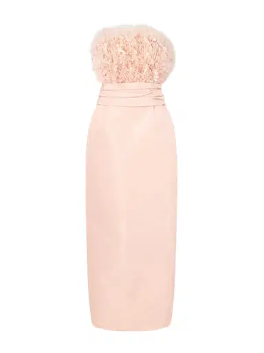 Oscar de la Renta Point D’esprit Strapless Embellished Feather-trimmed Silk-faille Gown | Thumbnail 1