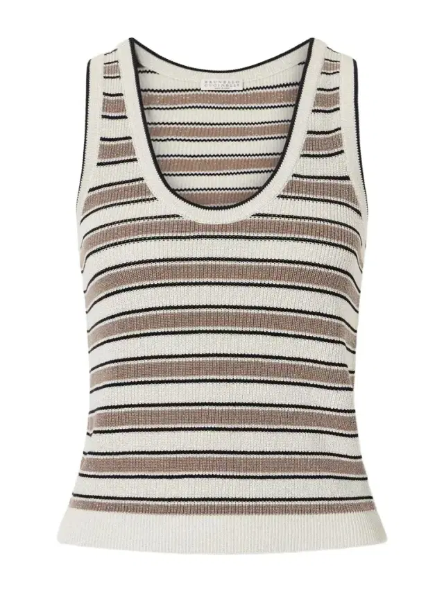 Brunello Cucinelli Striped Cotton-blend Top