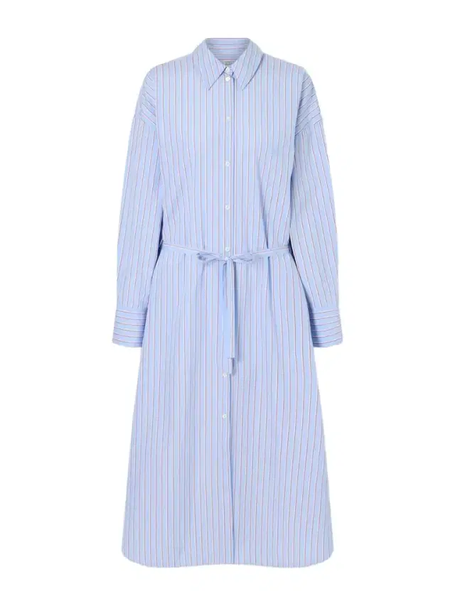 Belted Striped Cotton-poplin Maxi Shirt Dress