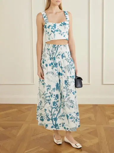 Erdem Shirred Floral-print Cotton And Linen-blend Midi Skirt | Thumbnail 2 Erdem Shirred Floral-print Cotton And Linen-blend Midi Skirt | Thumbnail 2