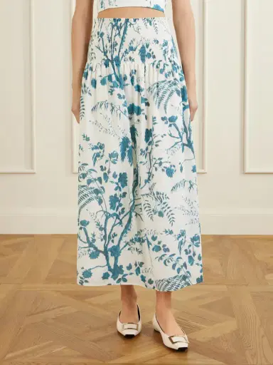 Erdem Shirred Floral-print Cotton And Linen-blend Midi Skirt | Thumbnail 3 Erdem Shirred Floral-print Cotton And Linen-blend Midi Skirt | Thumbnail 3