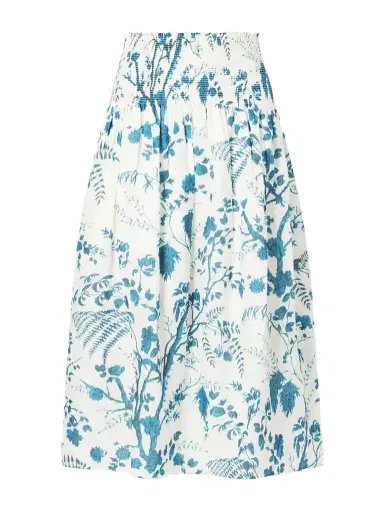 Erdem Shirred Floral-print Cotton And Linen-blend Midi Skirt | Thumbnail 1 Erdem Shirred Floral-print Cotton And Linen-blend Midi Skirt | Thumbnail 1
