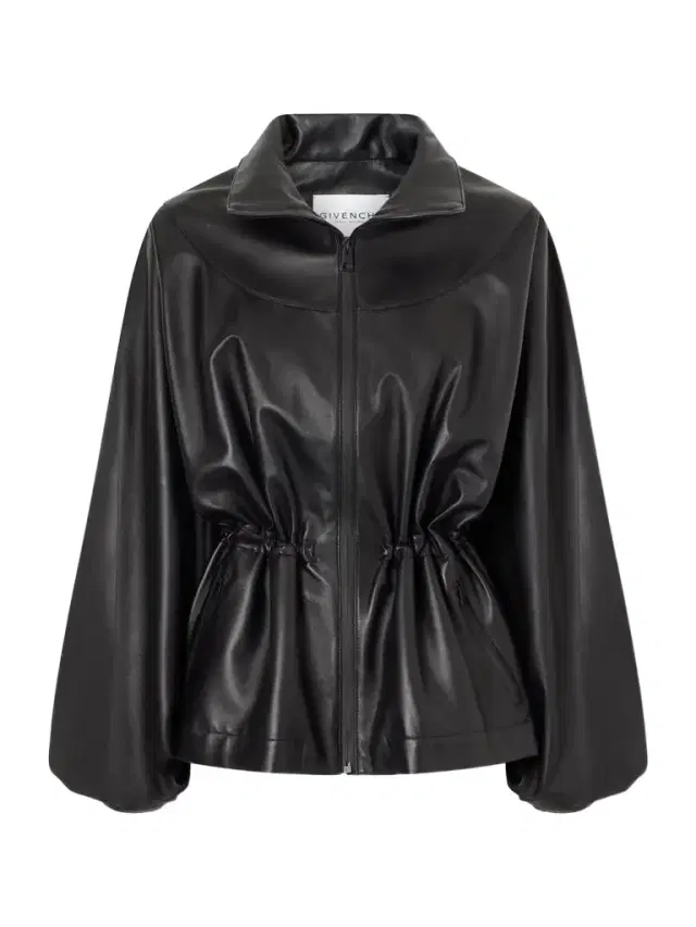Gathered Leather Jacket