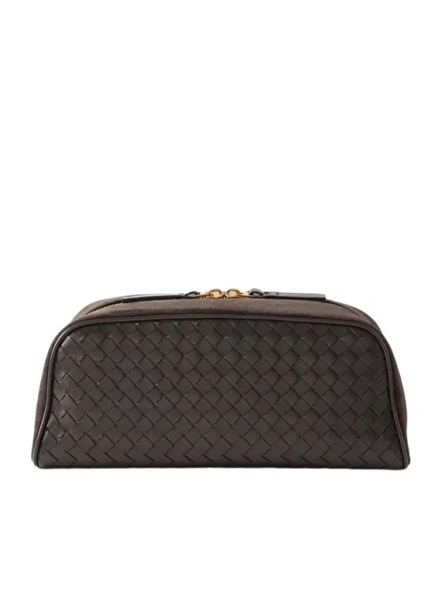 Nodo Small Intrecciato Suede-trimmed Leather Clutch