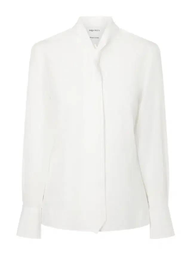 Tie-detailed Silk-twill Shirt