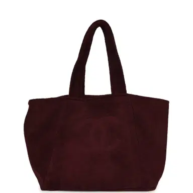 Chanel Chanel Coco Beach CC Beach Tote Bag & Towel Set Burgundy Terry Silver Hardware | Thumbnail 4
