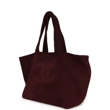 Chanel Chanel Coco Beach CC Beach Tote Bag & Towel Set Burgundy Terry Silver Hardware | Thumbnail 5