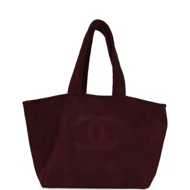 Chanel Chanel Coco Beach CC Beach Tote Bag & Towel Set Burgundy Terry Silver Hardware | Thumbnail 7