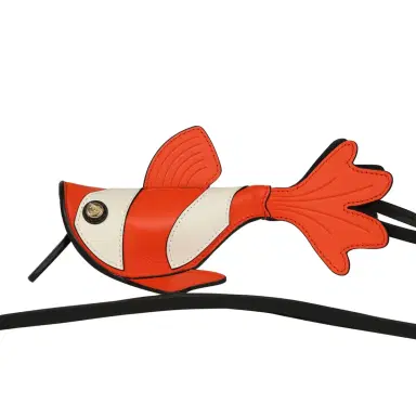Chanel Chanel Coco Beach Mini Clownfish Bag Charm Orange, White, Black Lambskin Gold Hardware | Thumbnail 1 Chanel Chanel Coco Beach Mini Clownfish Bag Charm Orange, White, Black Lambskin Gold Hardware | Thumbnail 1