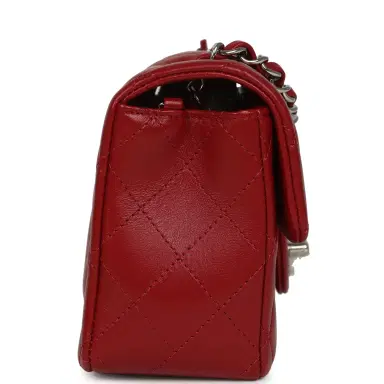 Chanel Chanel Mini Classic Rectangular Flap Bag Red Lambskin Silver Hardware | Thumbnail 3 Chanel Chanel Mini Classic Rectangular Flap Bag Red Lambskin Silver Hardware | Thumbnail 3