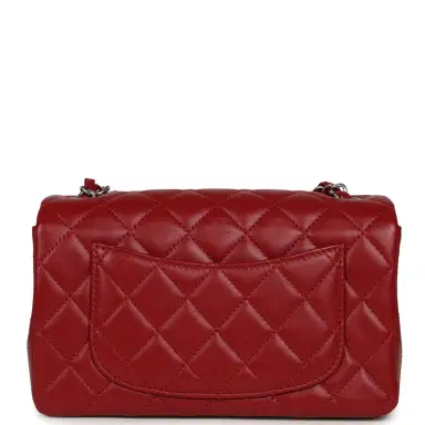 Chanel Chanel Mini Classic Rectangular Flap Bag Red Lambskin Silver Hardware | Thumbnail 4 Chanel Chanel Mini Classic Rectangular Flap Bag Red Lambskin Silver Hardware | Thumbnail 4