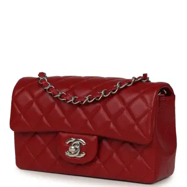 Chanel Chanel Mini Classic Rectangular Flap Bag Red Lambskin Silver Hardware | Thumbnail 5 Chanel Chanel Mini Classic Rectangular Flap Bag Red Lambskin Silver Hardware | Thumbnail 5