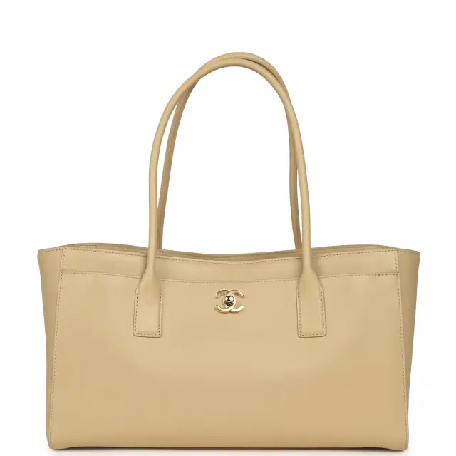 Chanel Chanel Small Cerf Shopping Bag Beige Calfskin Gold Hardware